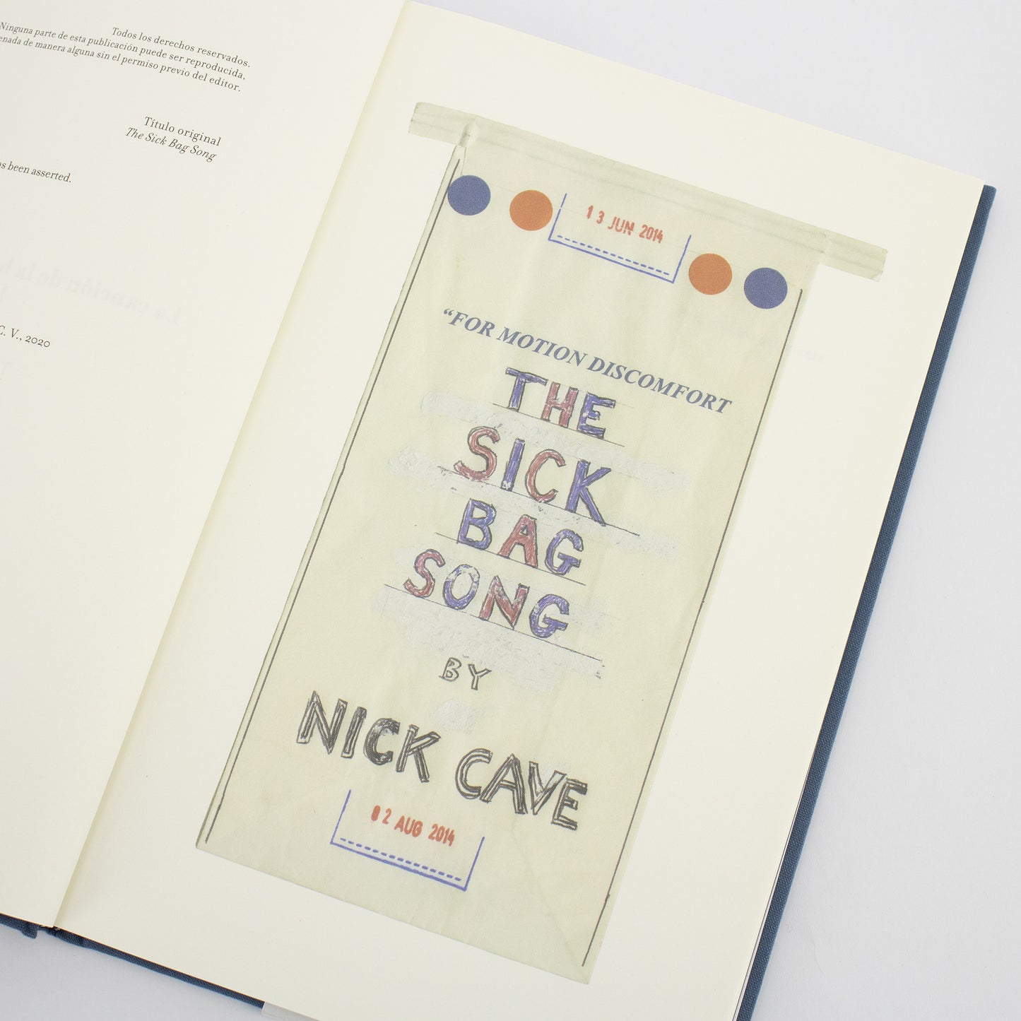 LIBRO / LA CANCIÓN DE LA BOLSA PARA EL MAREO. Nick Cave